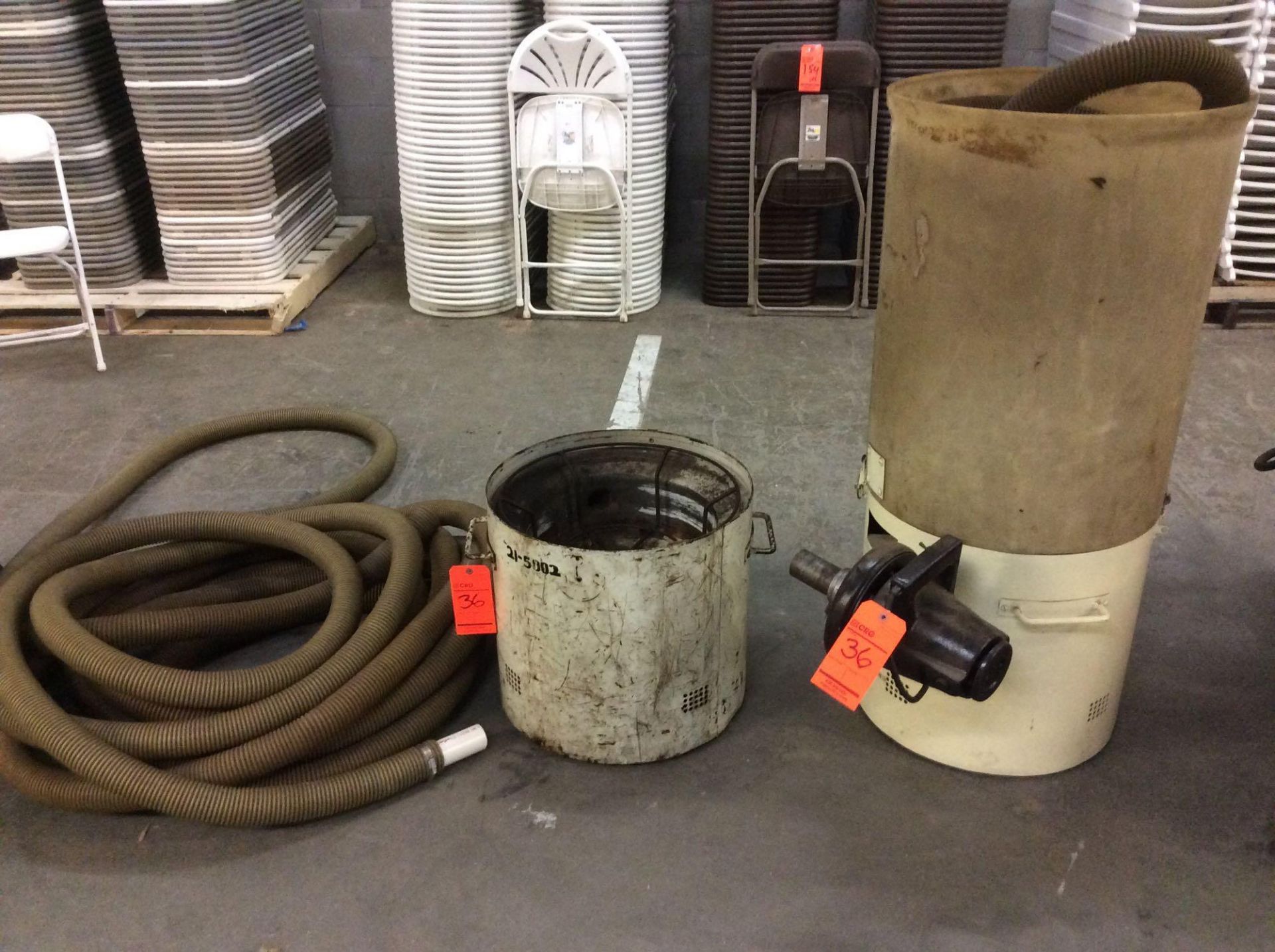Lot of (2) insulation blowers w/hopper and hoses (One complete, one for parts/repair)