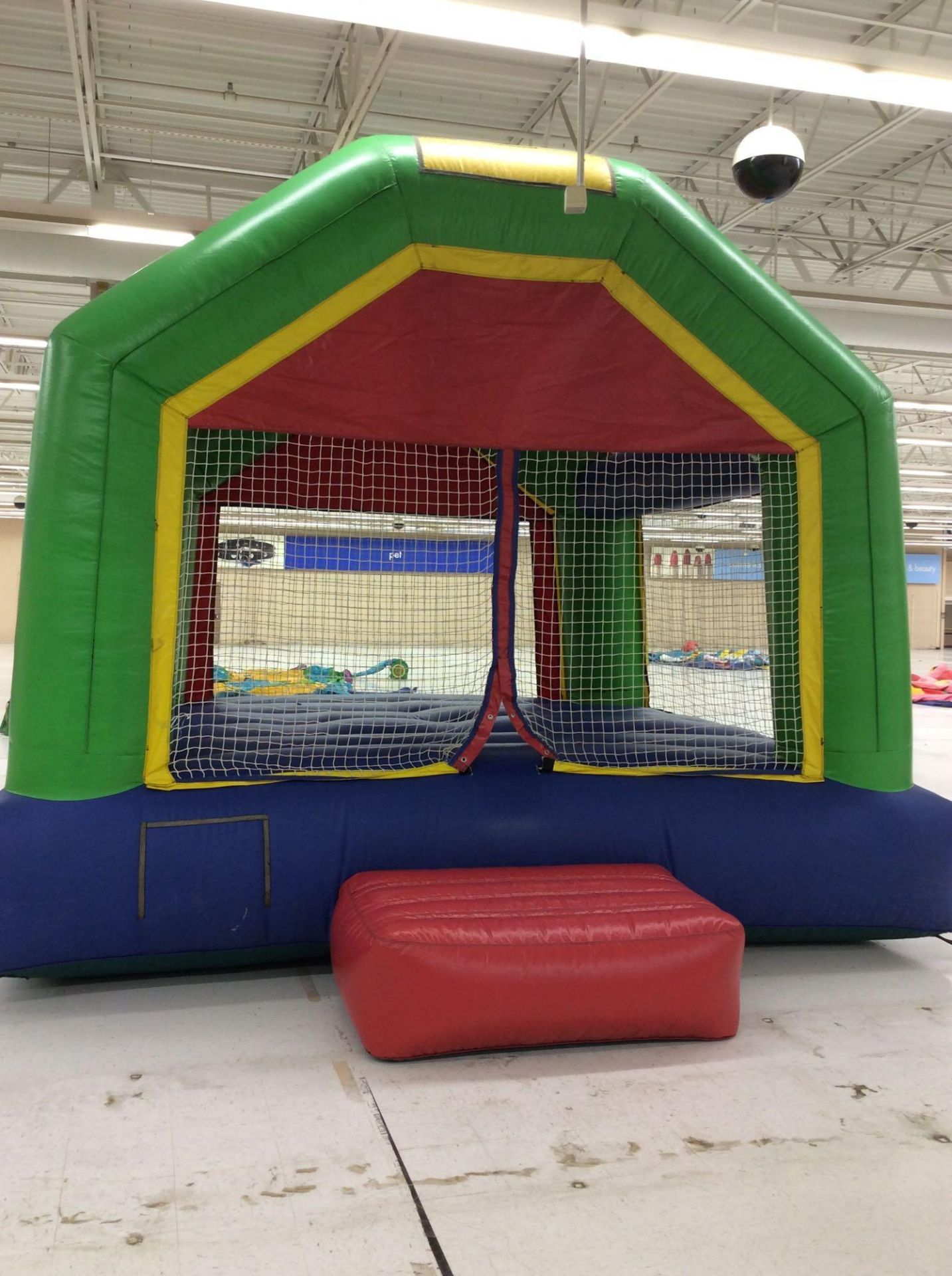 Funhouse inflatable bounce house, approx. 14' x 17', with blower