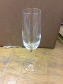 Lot of (85) crystal flute glasses, 8.5" - includes (3) washing/transport racks