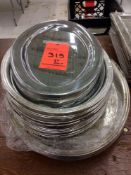 Lot of (33) asst stainless and silver-plated oval serving trays, from 10.5" x 16.5" to 15.5" x 20.