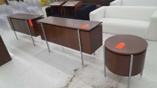 Lot of assorted office furniture includes (2) credenzas and (1) end table