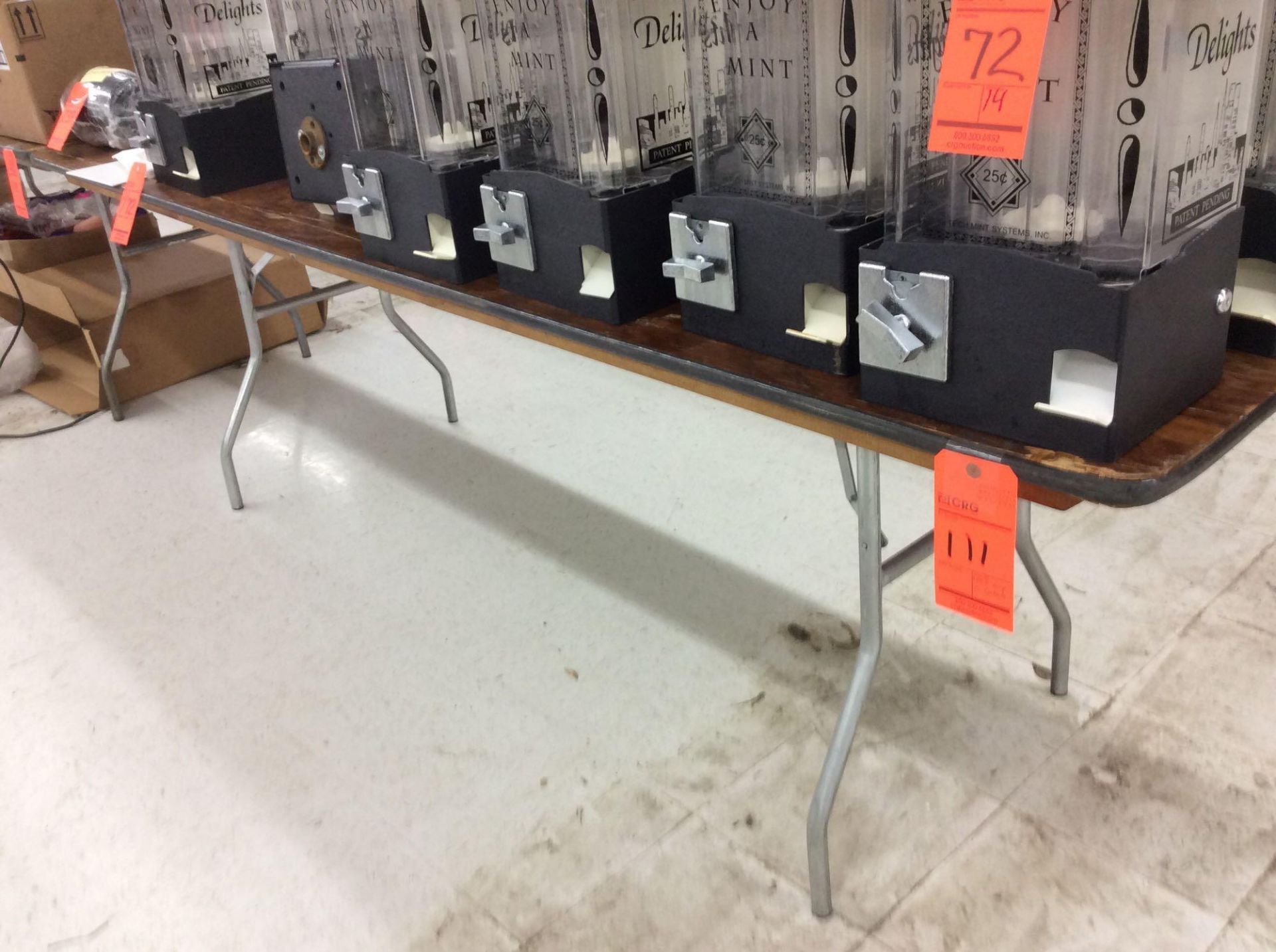 Lot of (15) assorted 8 foot by 30 inch folding leg wood tables, no contents. Purchaser should - Image 2 of 3