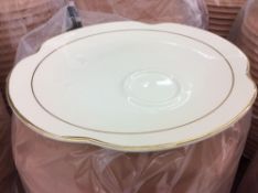 Lot of (140) gold accent/bone snack plates, 9.5"