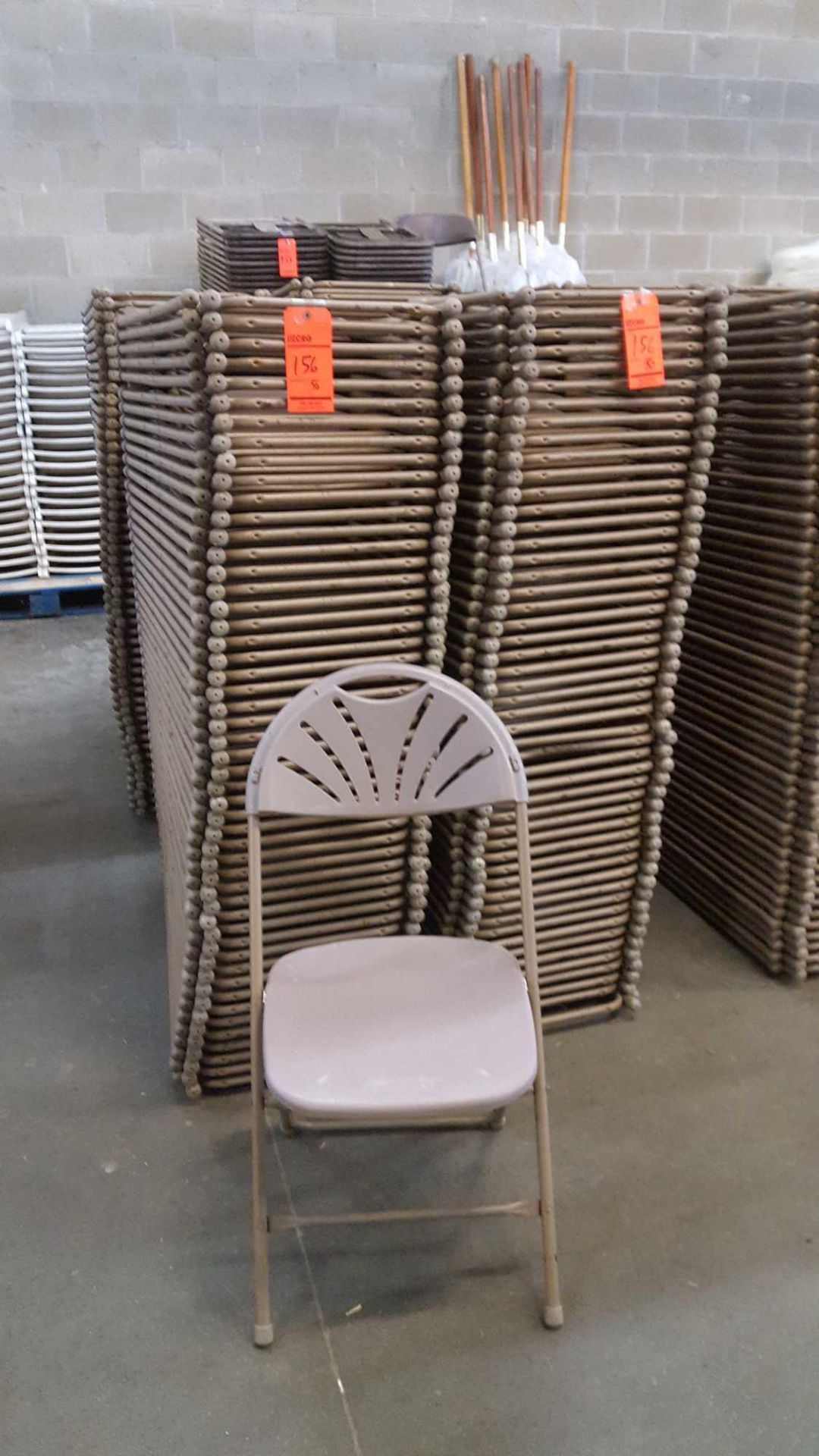 Lot of (100) Samsonite, neutral color, fan back folding chairs