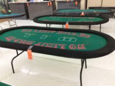 Lot of (3) poker tables w/folding legs - includes (2) Hold-Em tables, and (1) poker table
