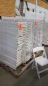 Lot of (50) assorted resin folding chairs, white, on pallet