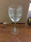 Lot of (175) French water glasses, 8.5" - includes (7) washing/transport racks