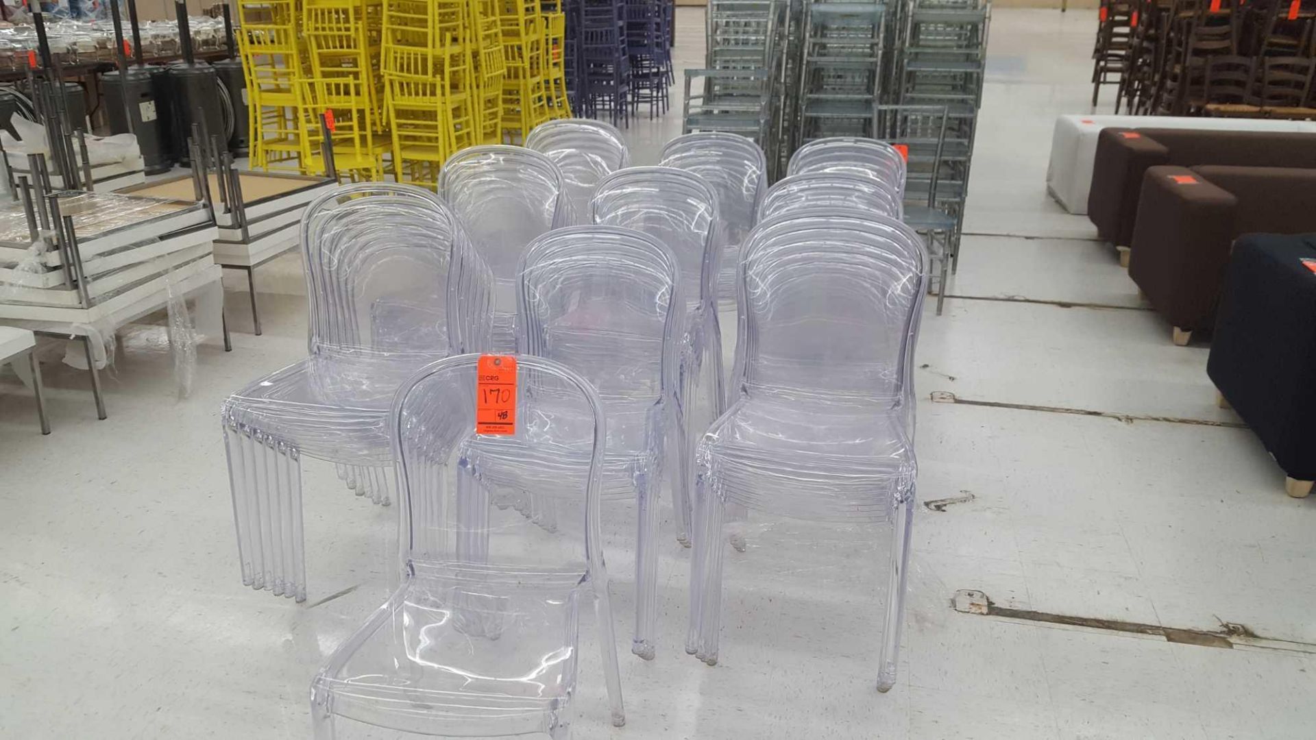 Lot of (50) clear plastic side chairs