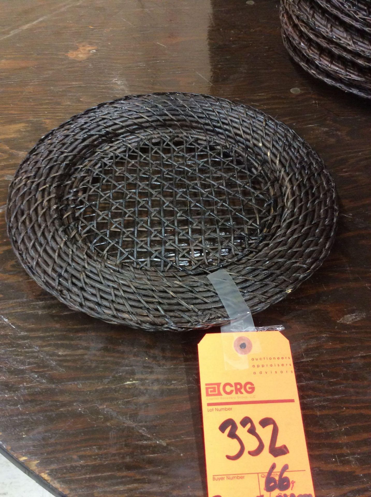 Lot of (66) rattan chargers, 13" diameter