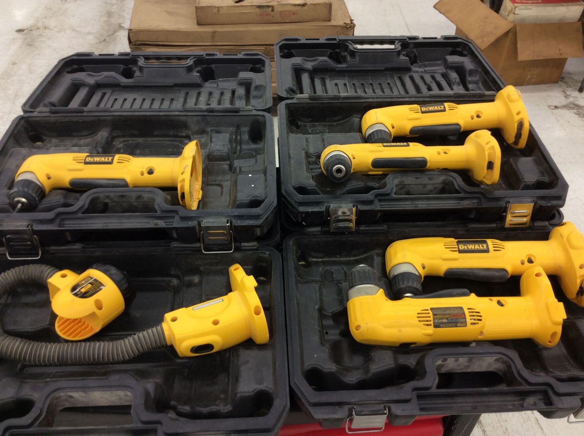 Lot includes (5) Dewalt DW966 battery powered angle drills - Image 2 of 5