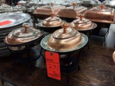 Lot of (4) copper finish oval chafers, approx. 10" x 12"
