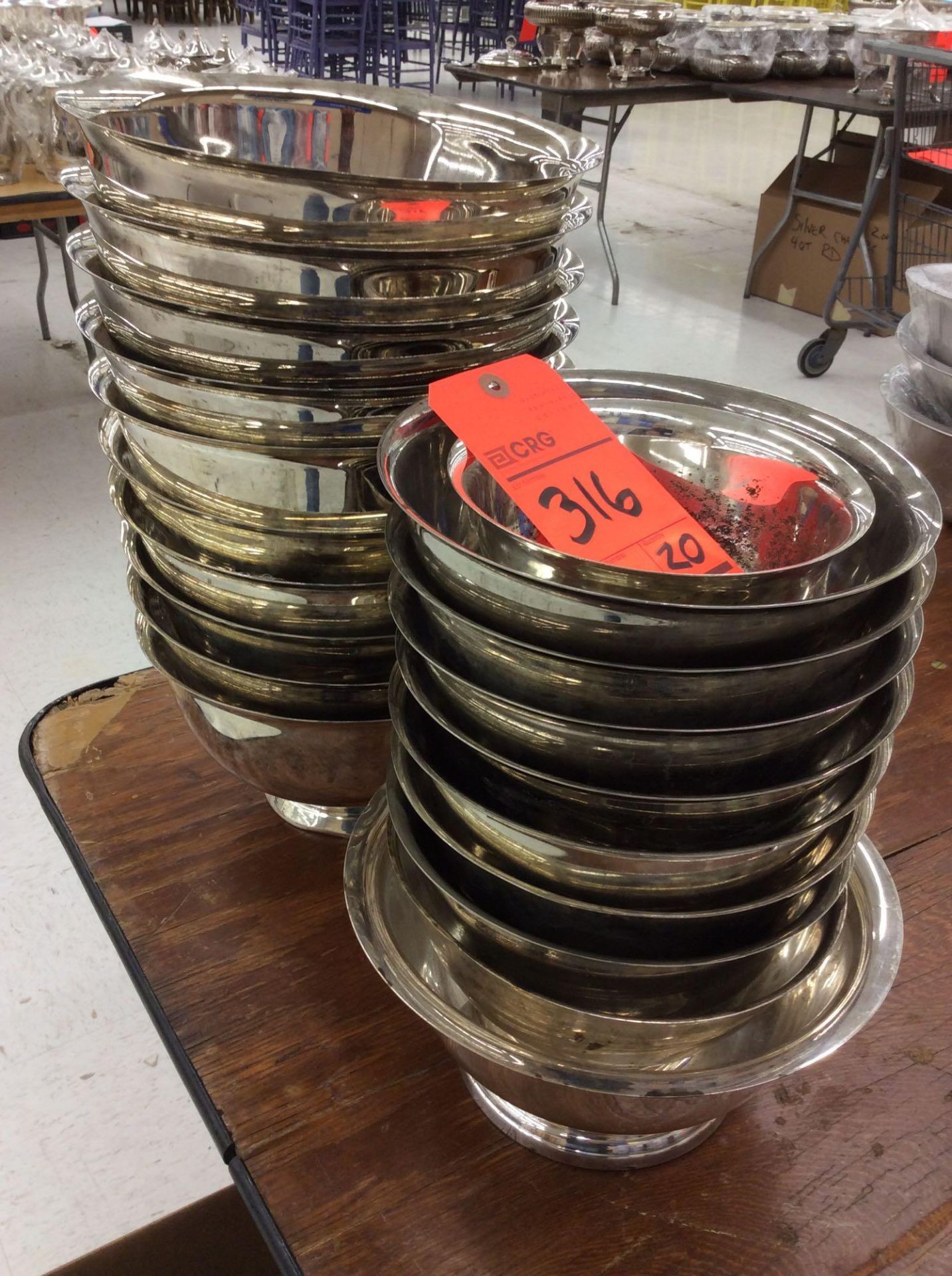 Lot of (20) asst silver-plated fruit bowls, 6" - 10" diameters