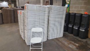 Lot of (120) white Samsonite fan back folding chairs