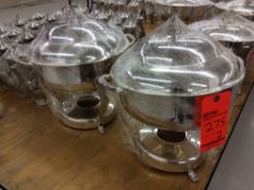 Lot of (2) silver-plated round chafers, approx. 13" diameter