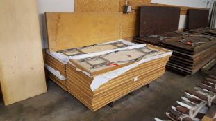 Lot of (22) assorted 6 foot by 24 inch folding leg wood tables on a pallet