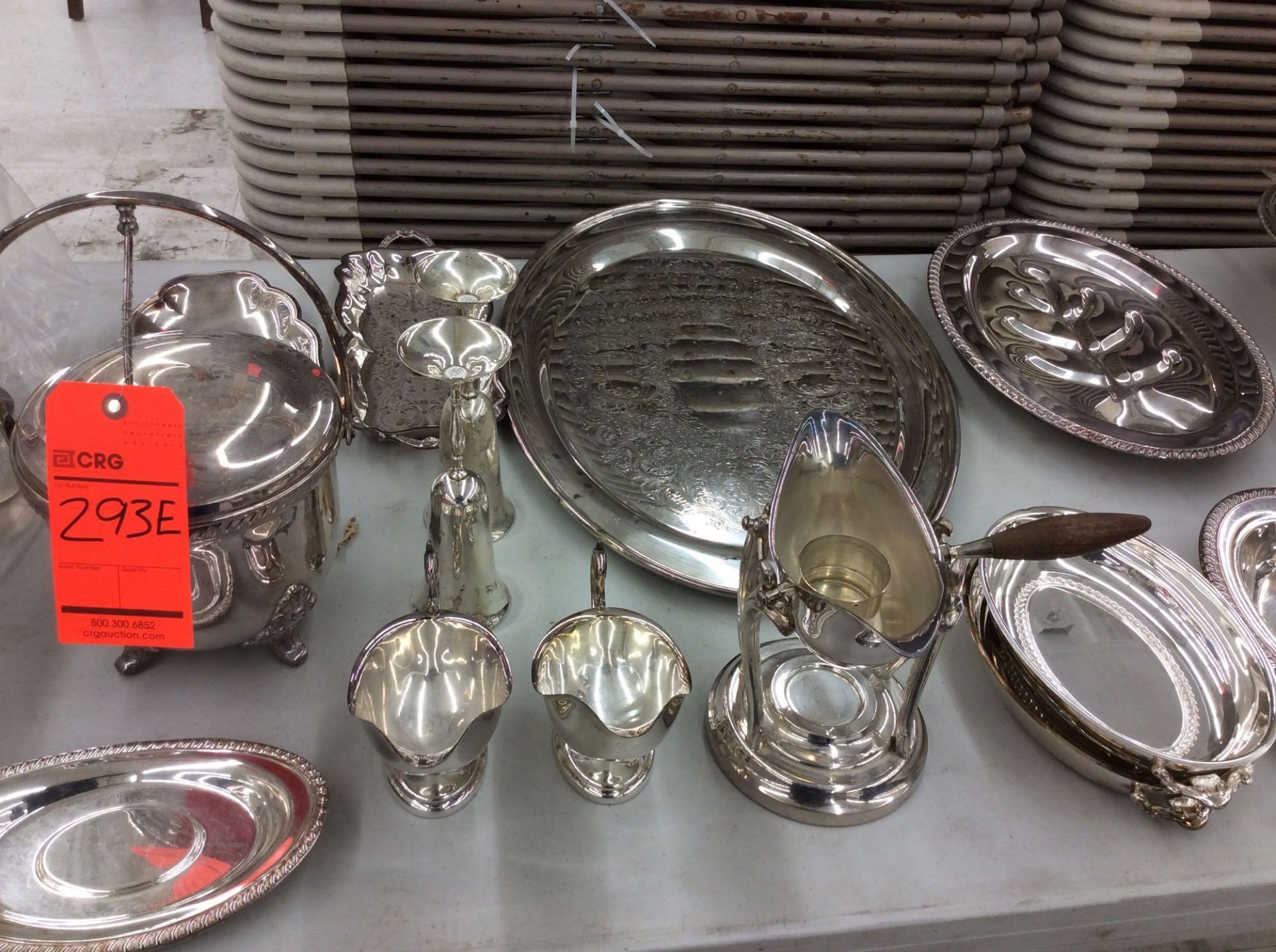 Lot of asst silver-plated and stainless serving trays, bowls, gravy boats, etc. - Image 2 of 3