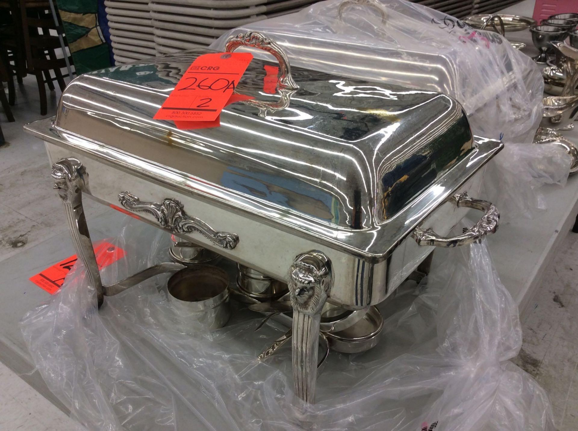 Lot of (2) silver-plated chafers, approx. 13.5 " x 21.5", with insert - Image 2 of 2