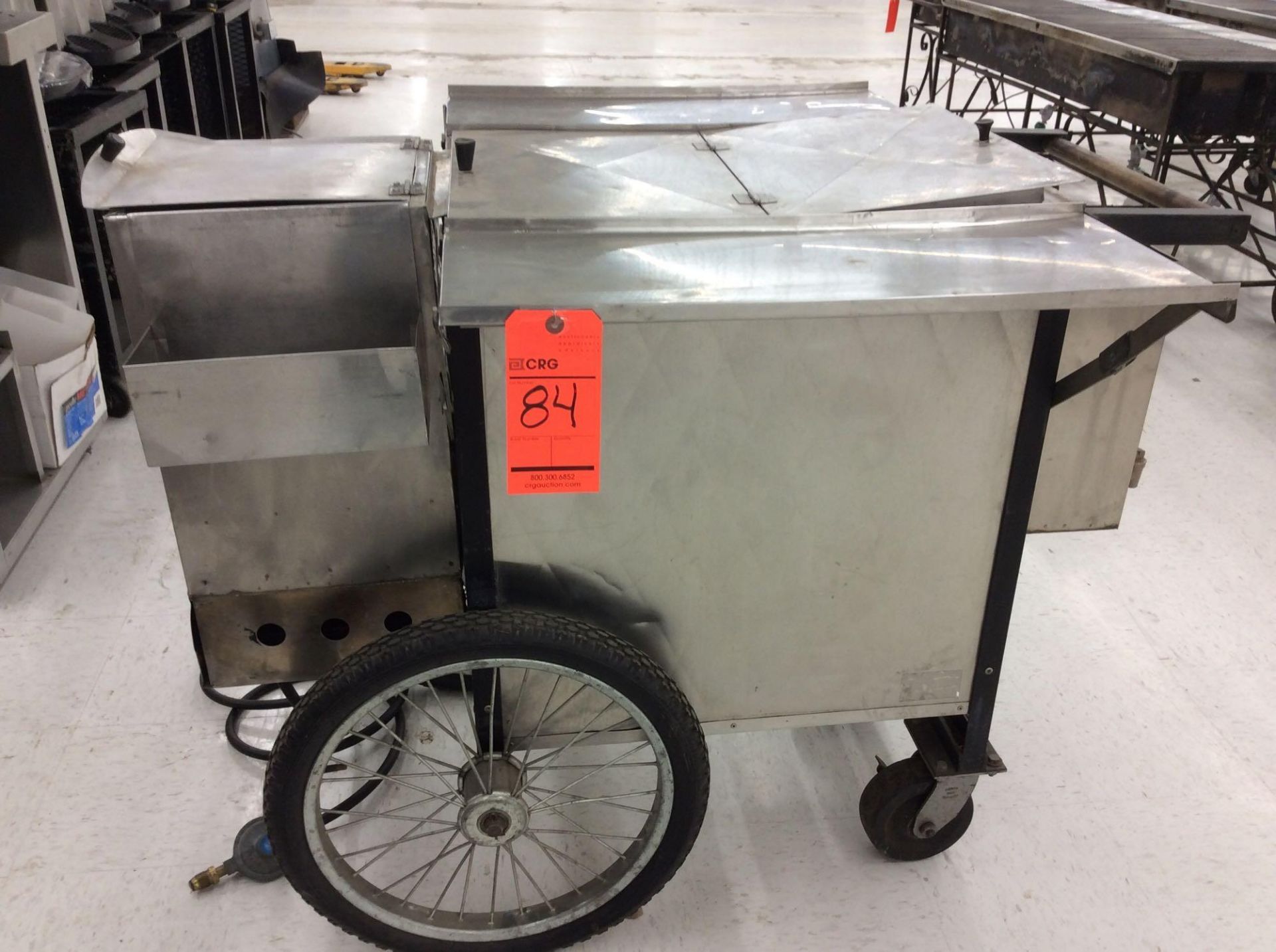 Propane powered Hotdog Cooker and Vending Cart, with insulated food storage compartment