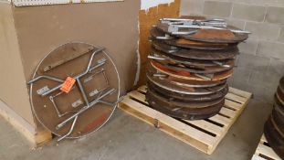 Lot of (13) assorted 36 in diameter folding leg wood tables