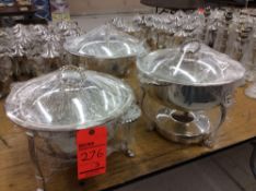Lot of (3) Silver-plater round chafers, approx. 15" diameter