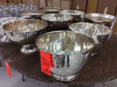 Lot of (9) asst silver-plated footed bowls, 15"-16" diameters