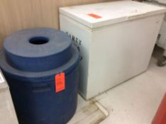 Lot - includes (2) keg-cooler barrels, and (1) chest freezer