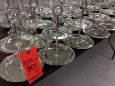 Lot of (37) 2-tier silver-plated candy/mint stands, 8.5" diameter