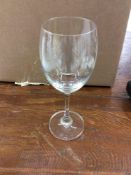 Lot of (200) French water/wines glasses, 8" tall - includes (8) washing/transport racks