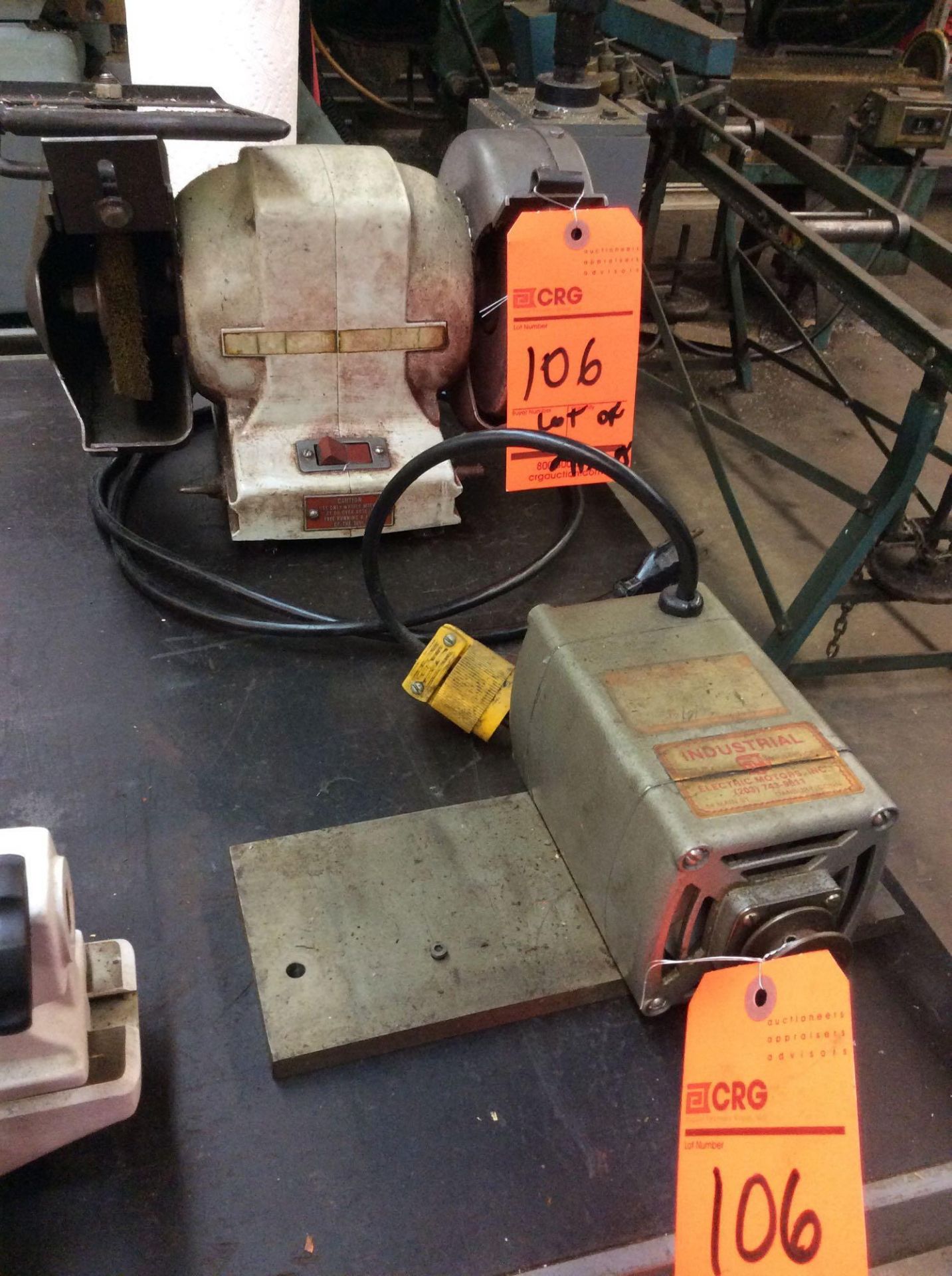 Lot of (2) - includes 6" dual grinding wheel, and an industrial electric grinder