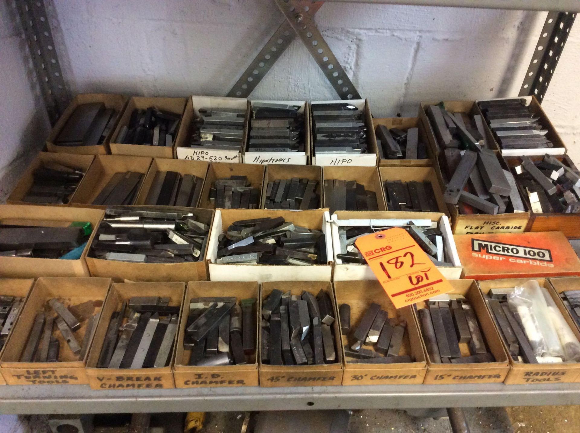 Large lot of asst 3/8" and 1/2" carbide tipped tooling/cutting bits