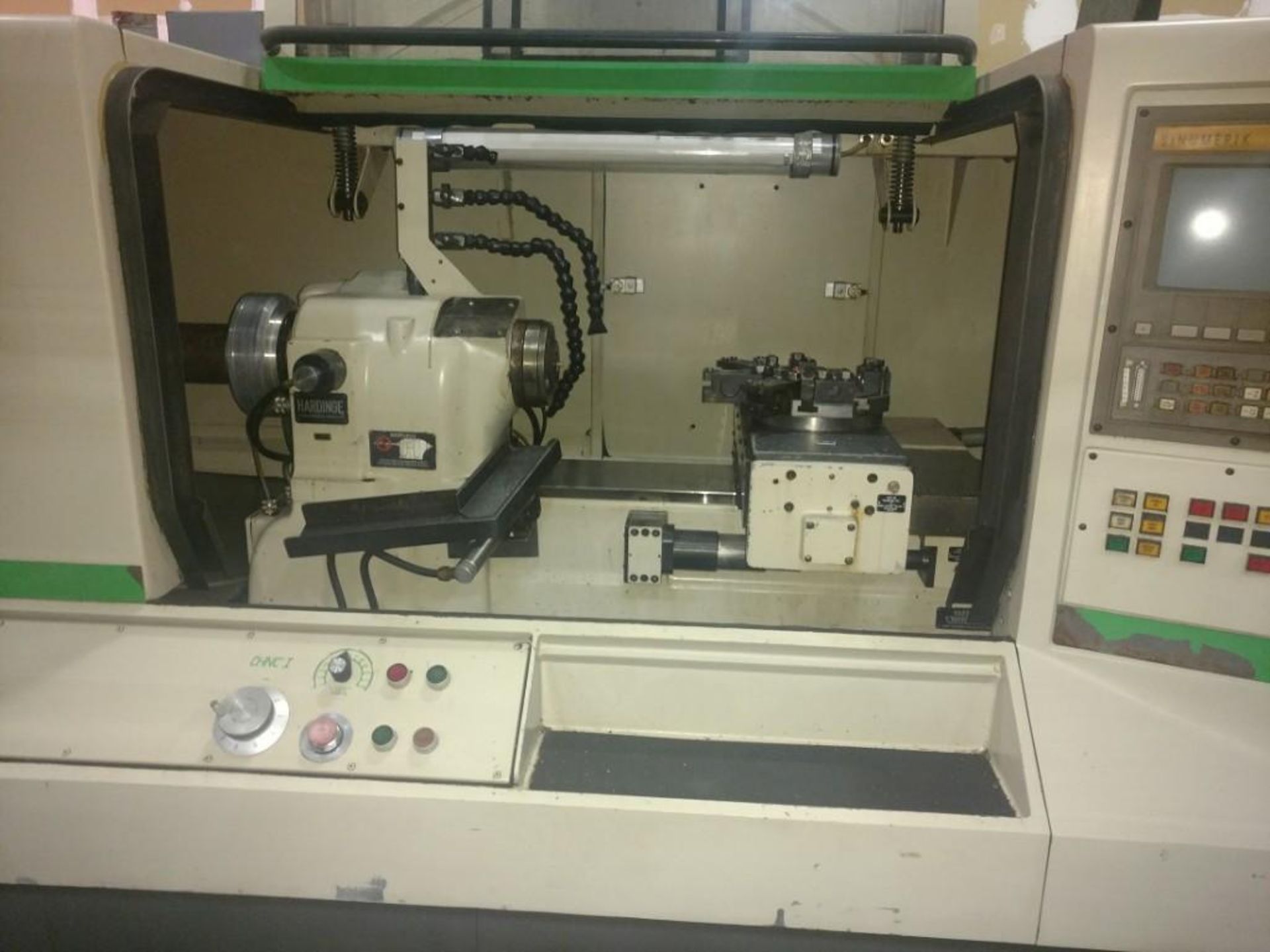 Hardinge Precision CNC Chucker/lathe, mn CHNC I, with Siemens Sinumerik Control, vertical cutoff att - Image 10 of 12