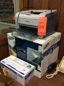 Lot of asst office electronics - includes HP laptop, Samsung printer, flat panel monitor, etc