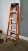 Lot includes (1) 6 foot fiberglass step ladder by husky, (1) 20 foot aluminum extension ladder, (2)