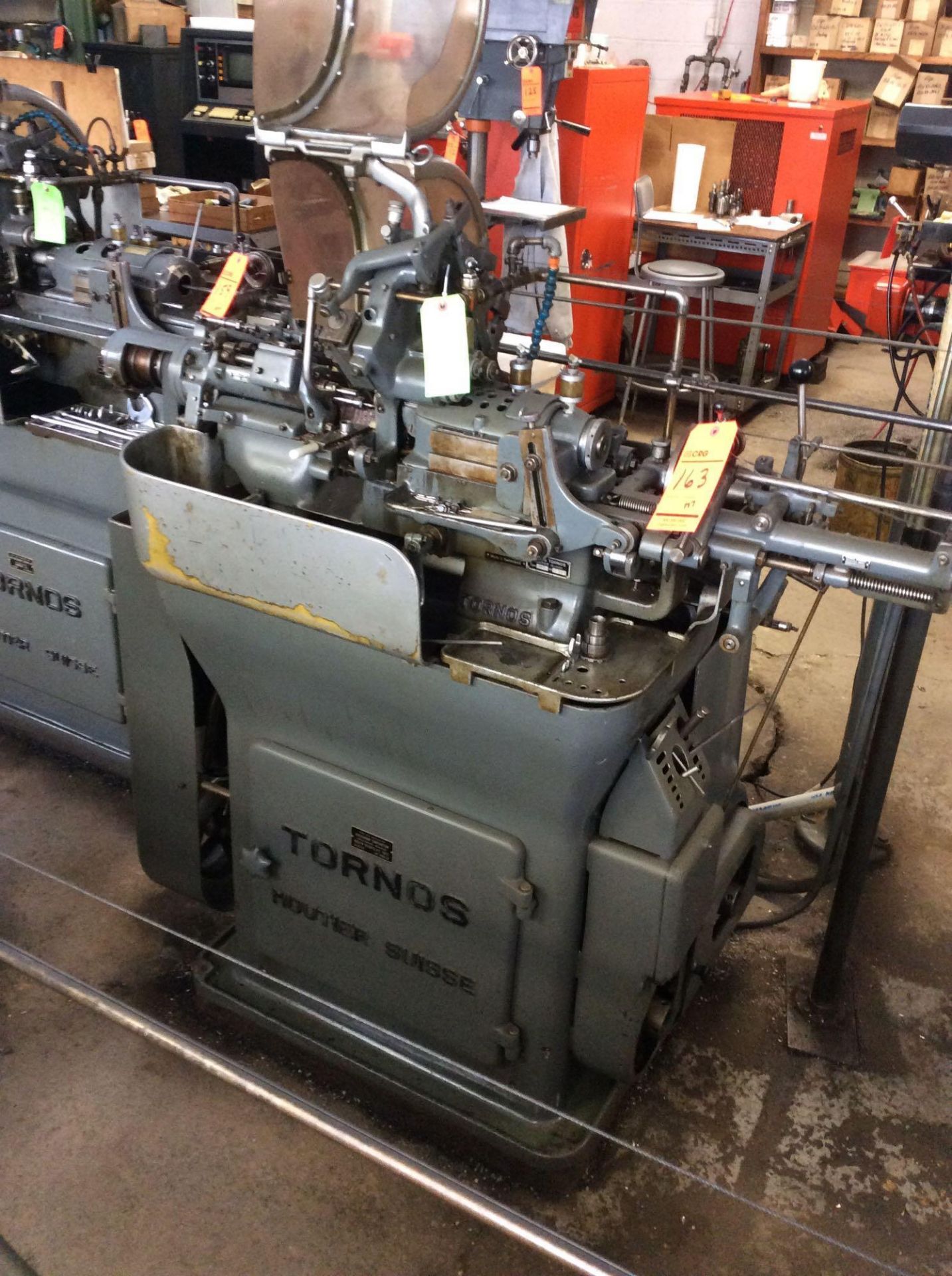 Tornos Moutier Suisse automatic screw machine, mn R7, sn 95541, spindle stop, XIII-Y sn 4080 attachm