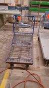 Lot of 3 assorted Shop carts all with metal frame, 2 with plastic platform 3 foot by 5 foot and