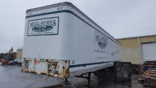 1980 Fruehauf tandem-axle storage trailer 51', with roll up rear door