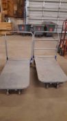 Lot of 2 assorted platform Shop carts, all metal Construction 2 foot by 4 foot