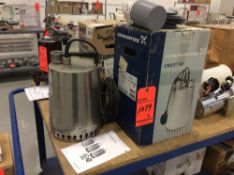 Lot of (2) asst sump pumps including Grundfos stainless steel mn UNILIFT AP12.40.04.A1 and (1) Liber