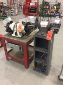Lot of (2) asst double end grinders and (1) bench top drill press (LOCATED IN BATAVIA)
