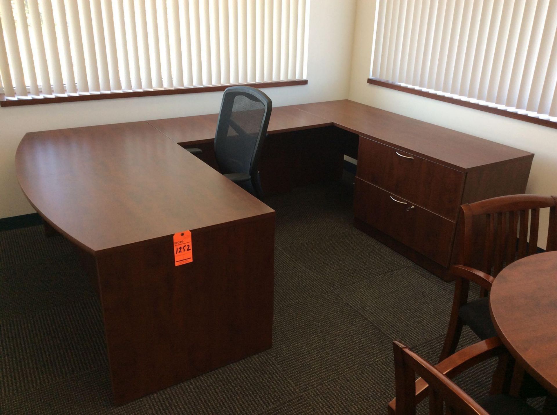 Office suite including U-shaped executive wood desk, 42" conference table with (4) arm chairs, execu - Image 2 of 4