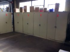 Lot of (5) Tennsco 2D metal storage cabinets with safety items