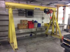 Woodstock crane 10' portable gantry crane 3 ton capacity with CM cyclone 1 ton chain fall and spare