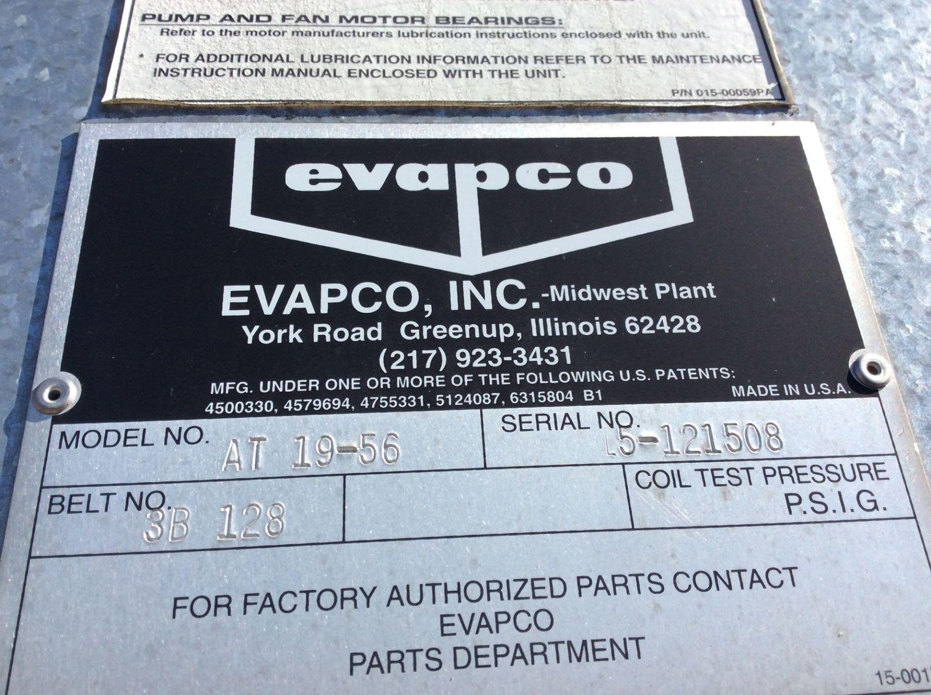 Evapco cooling tower mn AT19-56 (ON ROOF) - Image 2 of 2