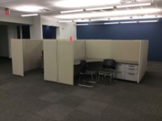 Lot of office partitions including (1) approx. 14' x 16' 4-section center modular office and (1) 6'