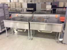 Lot of (2) 4' stainless steel sinks (LOCATED IN BATAVIA)