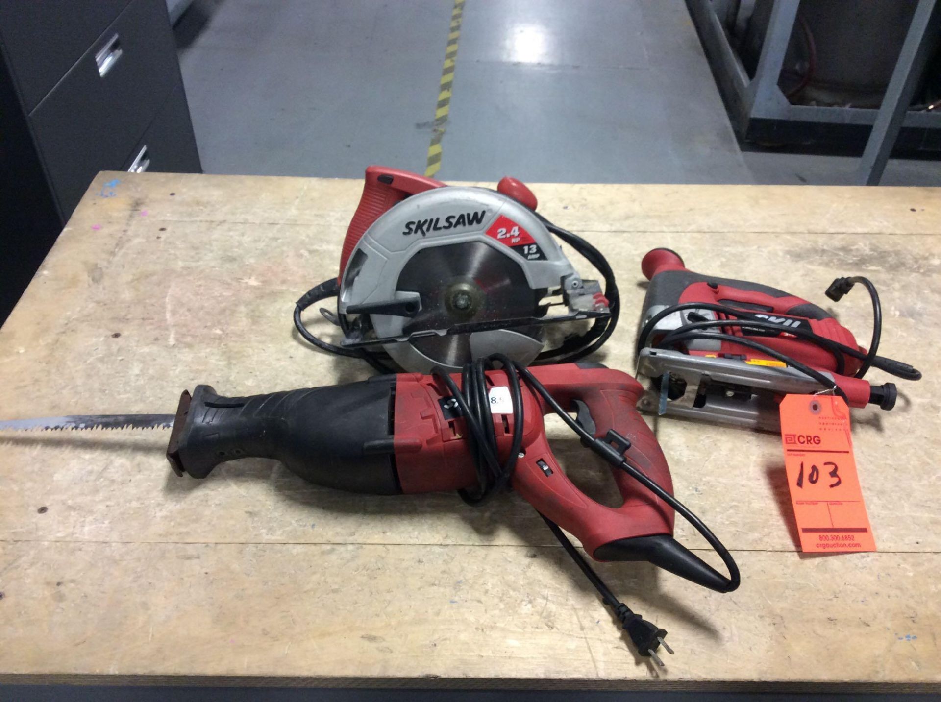 Lot of (3) Skil saws including, (1) scroll saw, (1) sawzall, and (1) circular saw