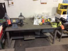 6' metal work table with 6" vise and swivel base