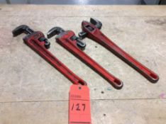 Lot of (3) Ridgid 18" asst pipe wrenches