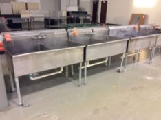 Lot of (3) 4' stainless steel sinks (LOCATED IN BATAVIA)