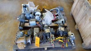 Lot of flow balances, pumps, valves etc, contents of pallet.